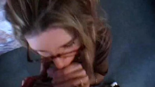 Dagny wearing glasses receives another great facial.