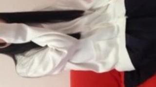 ピチピチ肌の色白JKがパンティの上から電マで攻められてアンアン喘ぐ